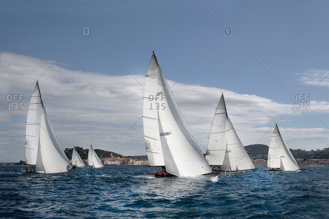 Fleet of classic sailing yachts