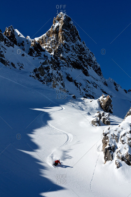 Man skiing in Davos, Switzerland