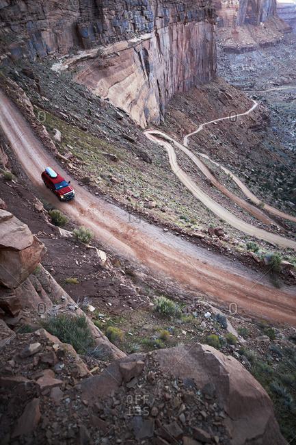 Truck on a desert mountain road