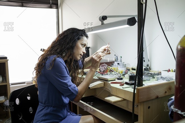 Designer working in a jewelry studio