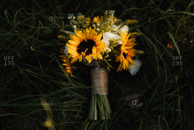 Bridal bouquet with sunflowers