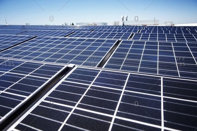 Solar panels arranged at industry