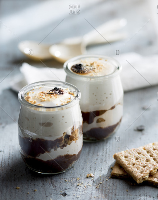 A pair of s\'more dessert cups