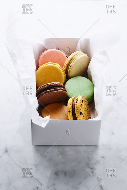 Macarons in a container