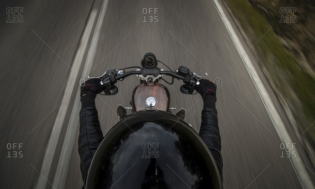 Top view of motorcyclist
