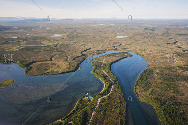 Aerial view of Naknek River in Southwest Alaska