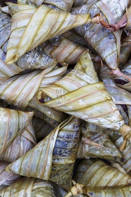 Steamed rice parcels, Thailand