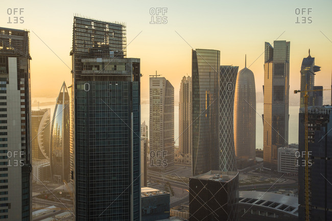 The modern buildings of the Doha skyline, Qatar