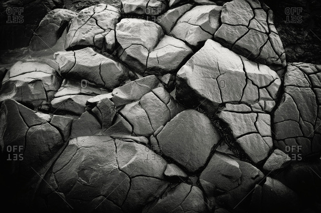 Close up of cracks in rock formations