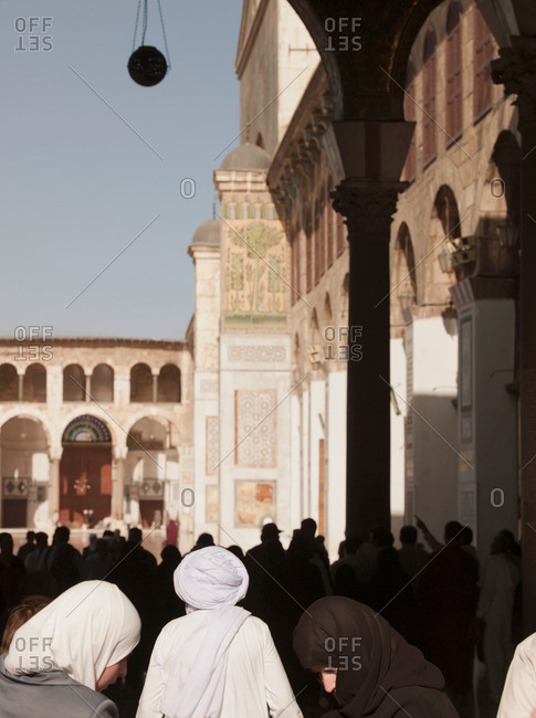 Worshippers in the Umayyad Mosque, the Great Mosque of Damascus, Damascus, Syria