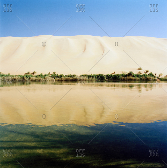 Gebraoun Lake, part of the Ubari lakes, Sahara Desert, Libya