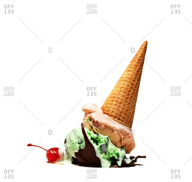 A dropped ice cream cone