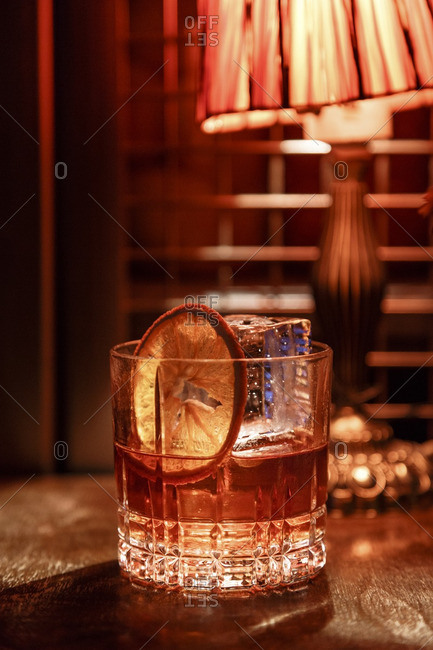 A glass of Holy Smokes whisky at a lounge in Oslo, Norway