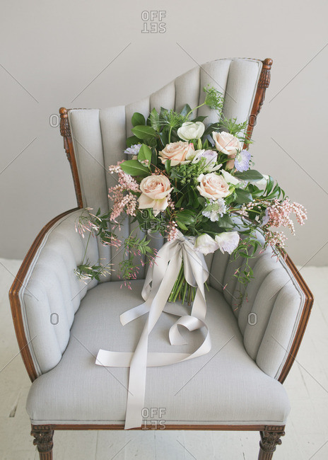 Bouquet of flowers in an armchair