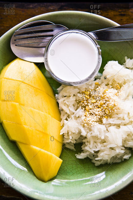 Mango with sticky rice and coconut milk