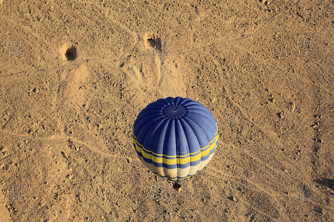 Hot air balloon over tombs of the nobles Egypt