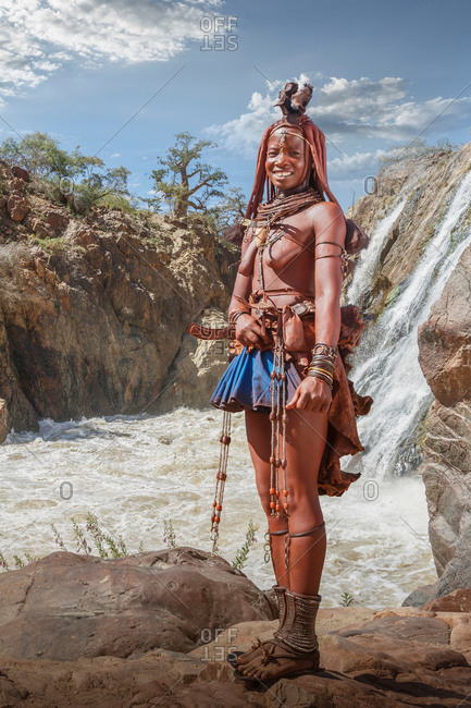 Himba woman with traditional headpiece, Epupa Falls, Namibia