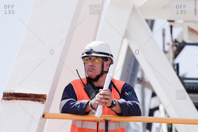 Engineer working on oil rig