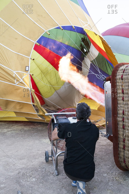 Hot air balloon is being prepared