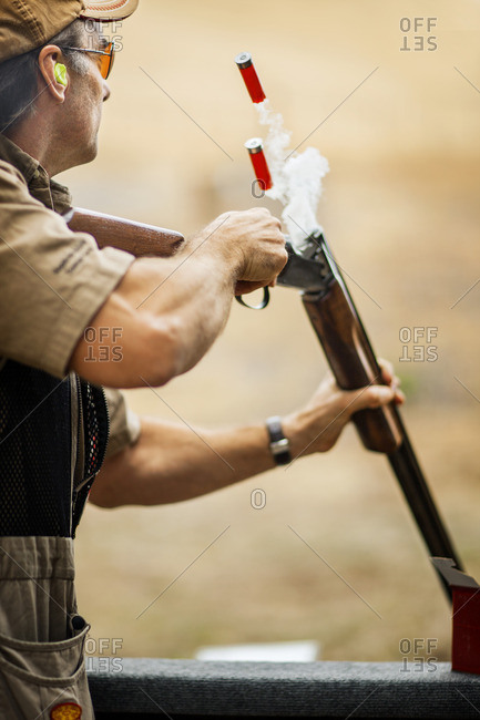Man shooting at a firing range.