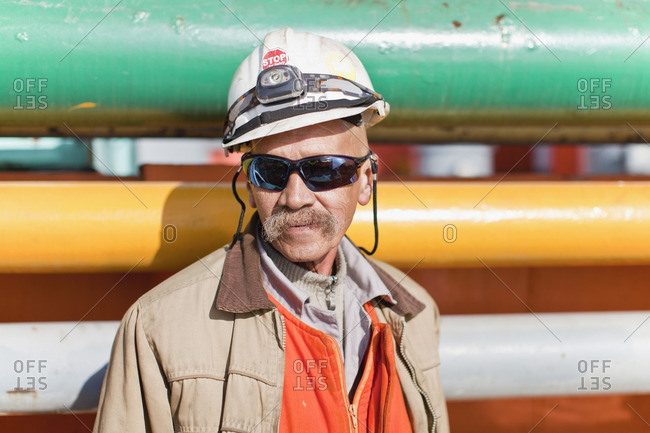 Close up of oil rig worker