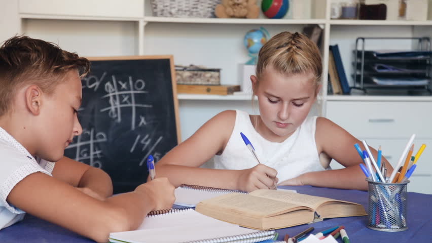 Sister doing homework