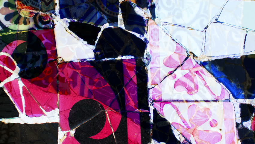 abstract montage made from images of ceramic tiles in Antoni GaudÃÂ­'s Park GÃÂ¼ell, barcelona, spain