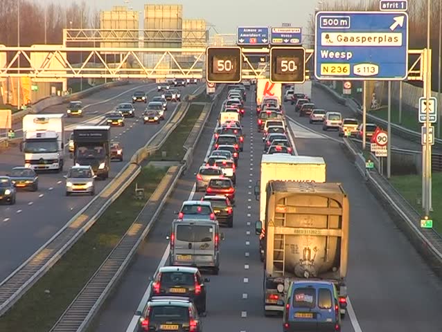 Traffic jam on the A9 near Amsterdam in the Netherlands