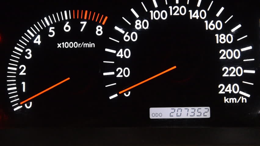 Car Speedometer Moving Pointer On Black Stock Footage Video