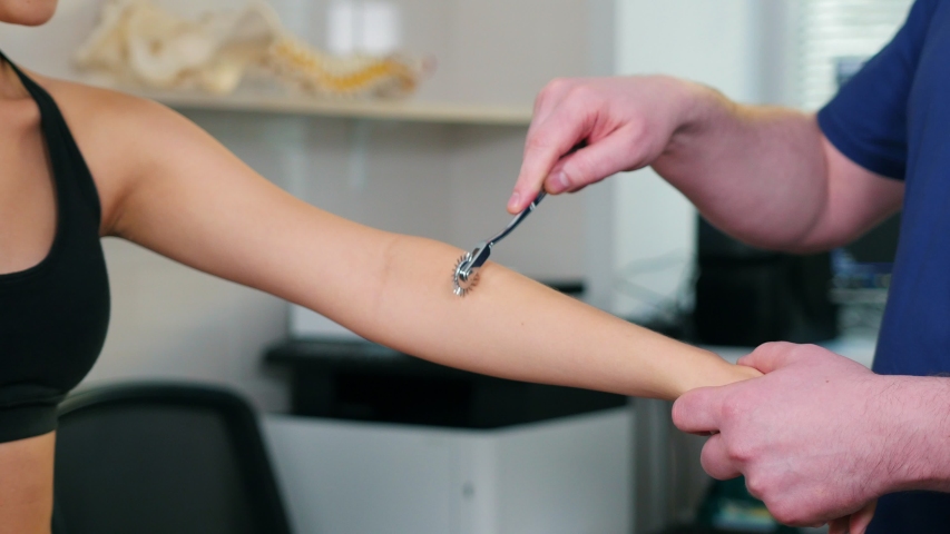 Lesbian teases girl with wartenberg wheel