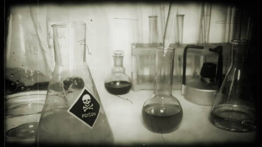 Retro style scientist conducts strange experiments
