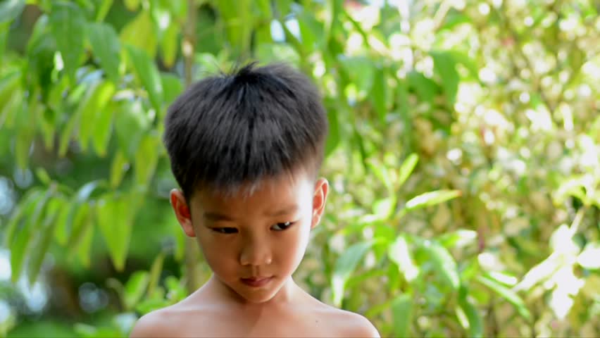 Asian boy nude outdoors