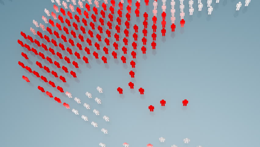 social network 3d animation, red/white version