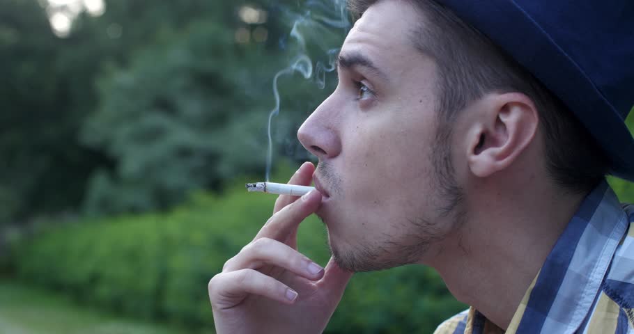 Hipster Guy Smoking Park Stock Footage Video Royalty Free
