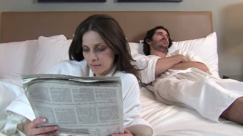 Man feels ignored as woman reads paper - HD