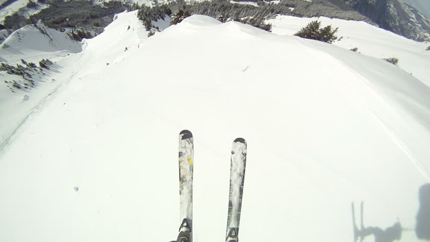 Speed fly (ski and paragliding) taking off.