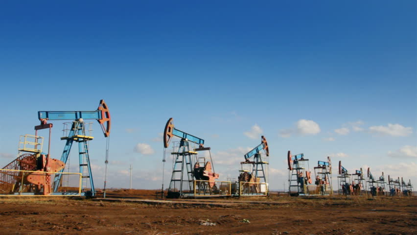 row of many working oil pumps