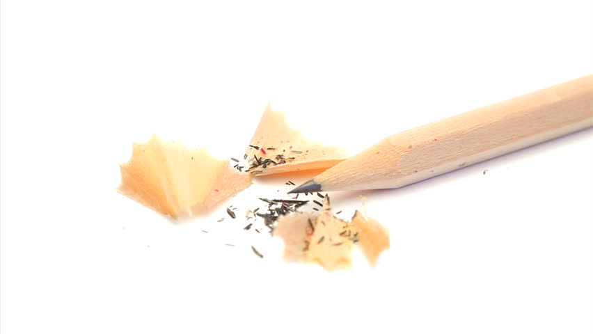 Grey pencil turning on itself on a white background