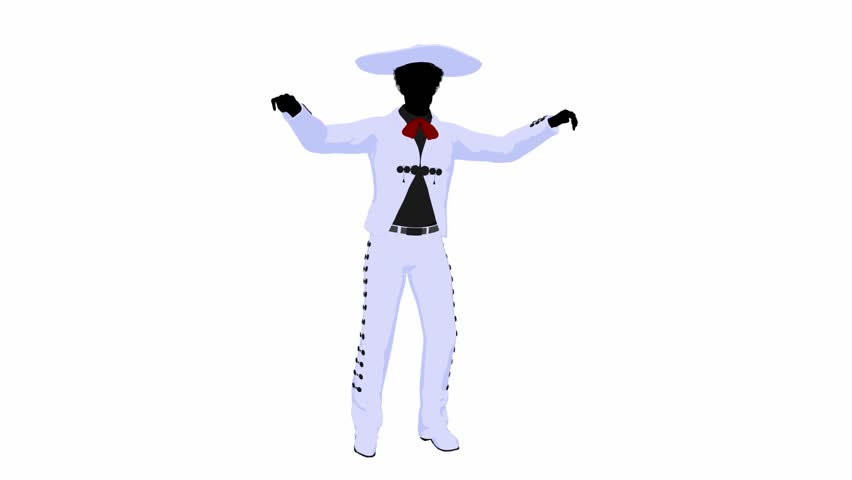 African american male mariachi illustration silhouette illustration on a white background