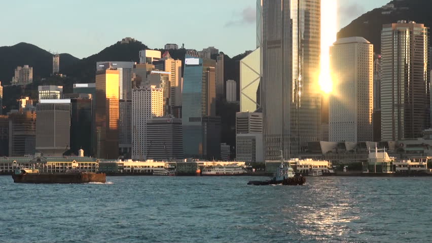 Hong Kong skyline with a reflection from a skyscraper.