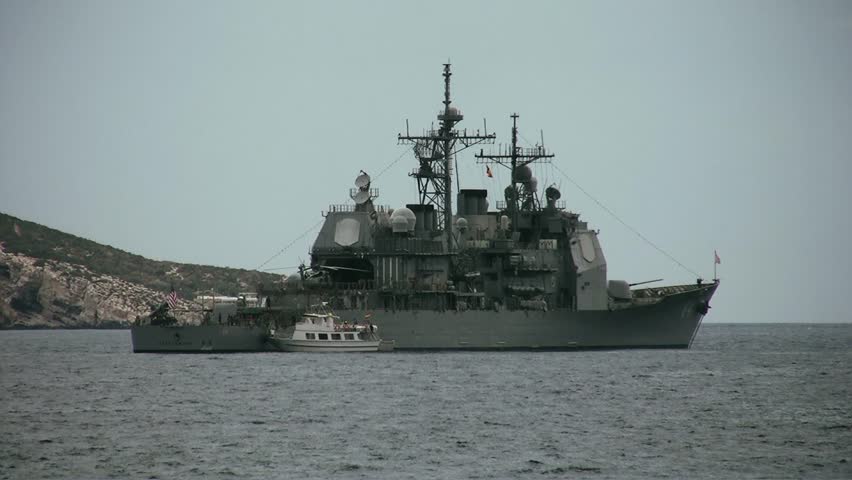 Ticonderoga Class USS Gettysburg anchored in Benidorm