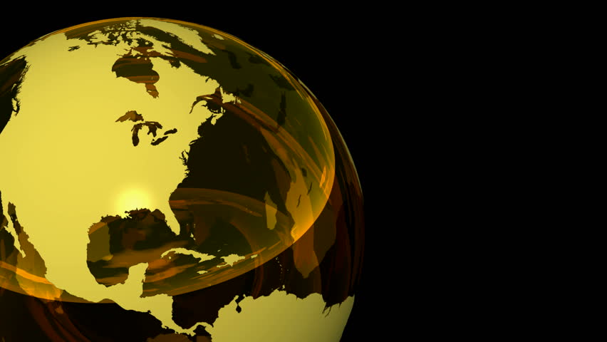 3D Looping Crystal Globe Gold. Alpha Channel, loop