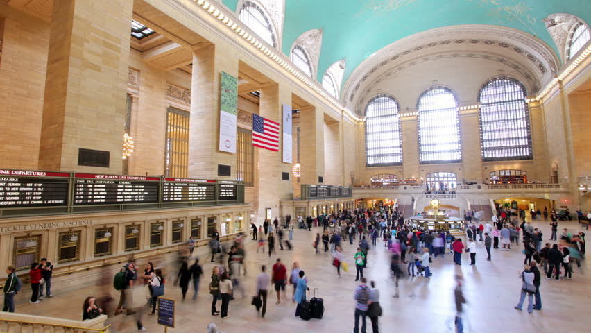 NEW YORK - MAY 12: Timelapse of crowd in Grand Central Terminal, May 12, 2011, New York, NY. Grand Central is a terminal station at 42nd Street and Park Avenue in Midtown Manhattan. It is the largest train station in the world by number of platforms.