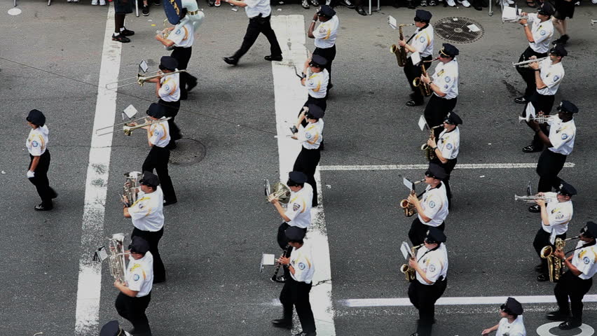 NEW YORK CITY - JUNE 26: Police Marching Band in NYC Gay Pride Parade, June 26, 2011, New York City. The annual parade took on extra significance following the legalization of same-sex marriage in New York on June 24, 2011.