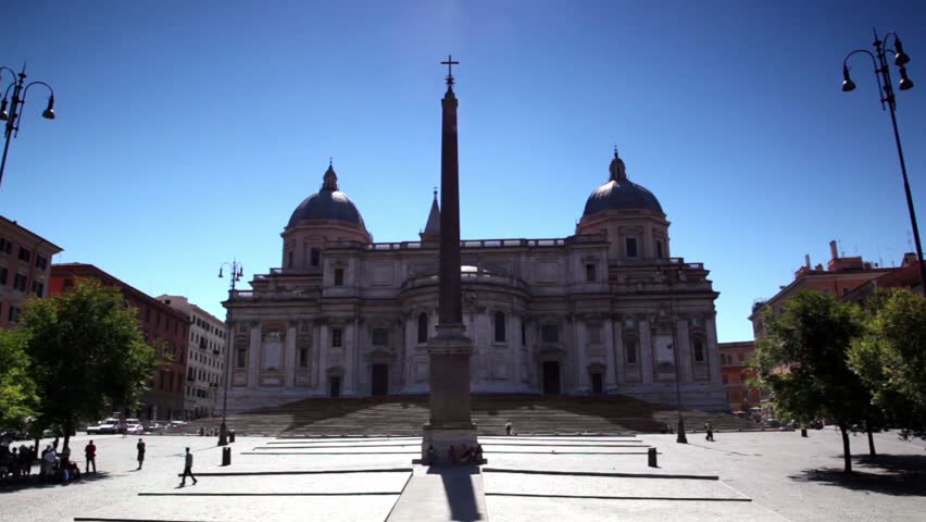 Obelisk of Santa Maria Maggiore Basilica in Rome, shown in motion