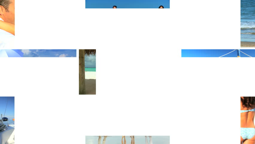 Montage collection of people enjoying life on the beach & on the ocean