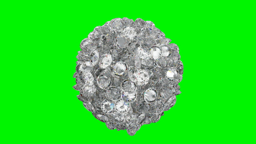 Diamonds orb blast or scatter over green screen
