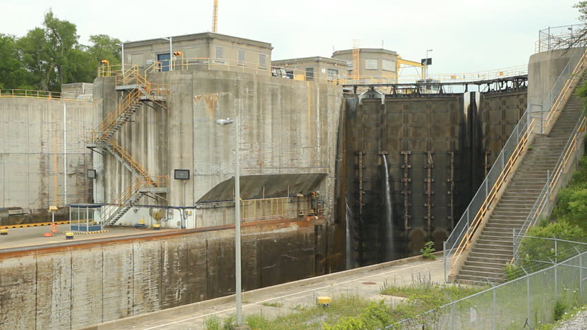 Welland canal lock gates. Massive lock gates in the Welland canal. Ontario, Canada. 