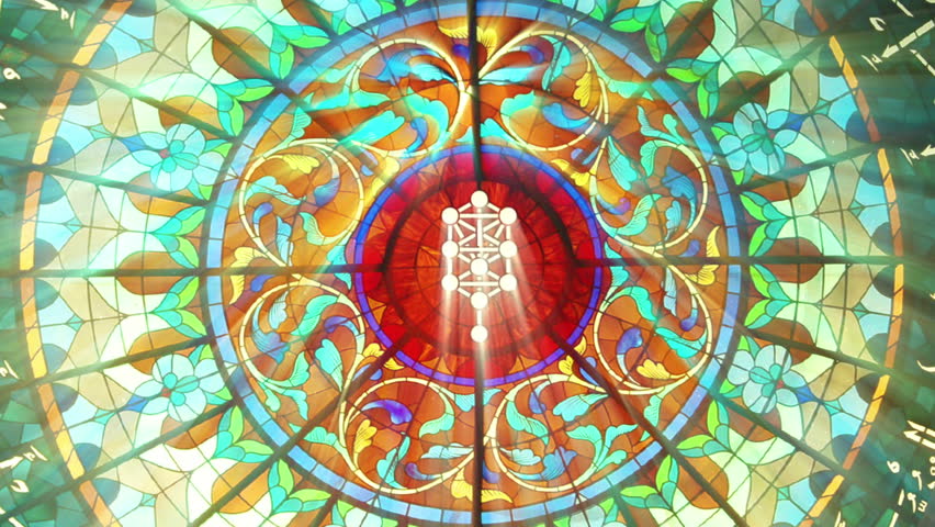 Stained Glass with Kabbalah tree symbol (HQ 1080p Seamless Loop) 