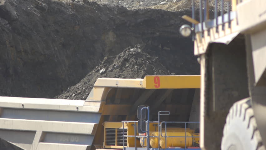 Mining Excavator in the open pit mine